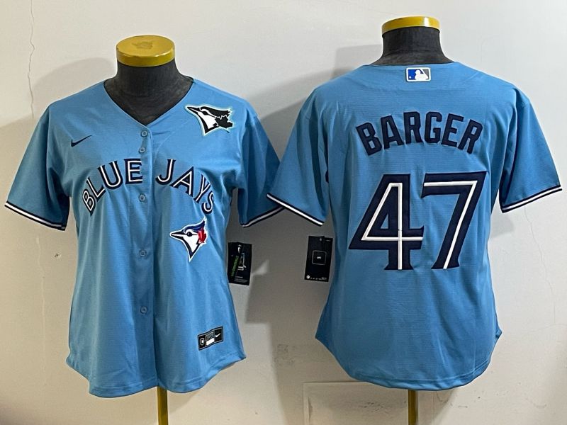 Women 2025 Nike Toronto Blue Jays #47 Barger Light Blue Game MLB Jersey 02->women mlb jersey->Women Jersey
